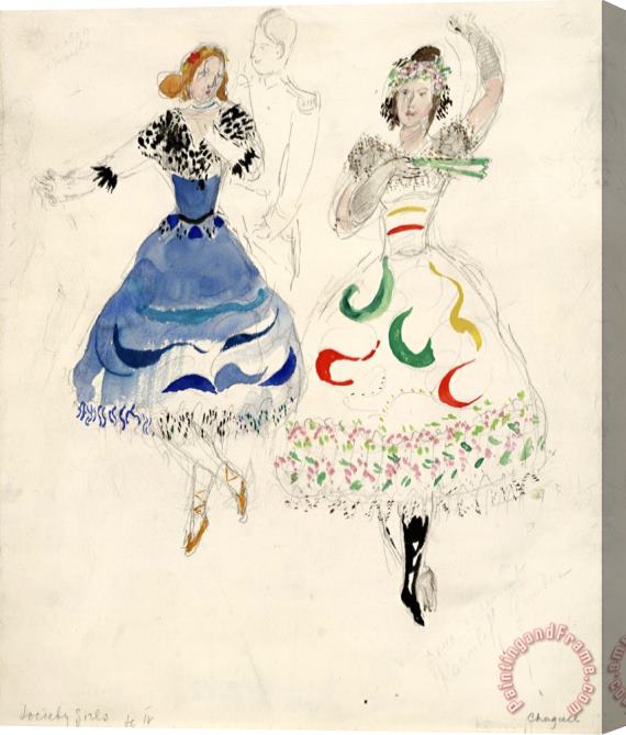 Marc Chagall Society Girls, Costume Design for Aleko (scene Iv). (1942) Stretched Canvas Painting / Canvas Art