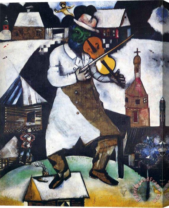 Marc Chagall The Fiddler 1913 Stretched Canvas Painting / Canvas Art