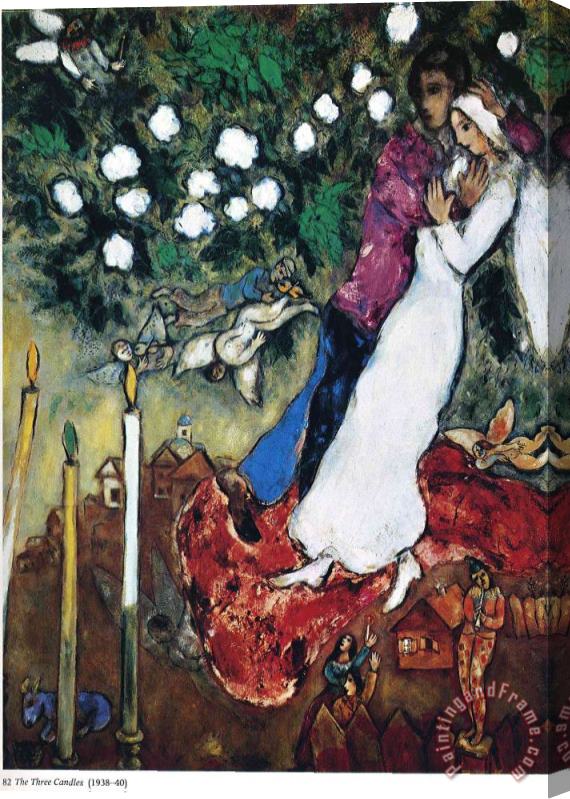 Marc Chagall The Three Candles 1940 Stretched Canvas Painting / Canvas Art