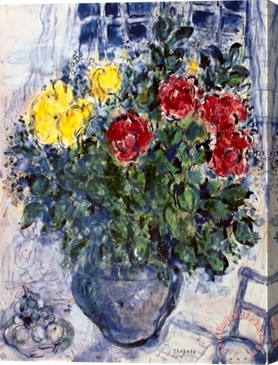 Marc Chagall Vase De Fleurs Stretched Canvas Painting / Canvas Art