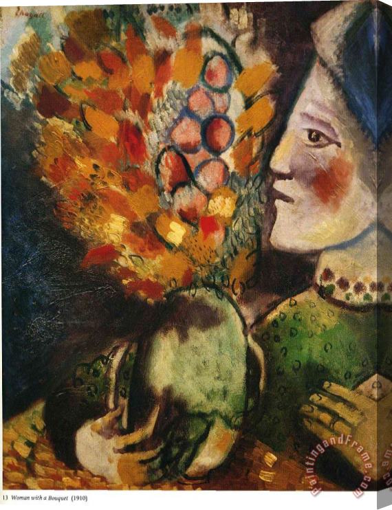 Marc Chagall Woman with a Bouquet 1910 Stretched Canvas Print / Canvas Art