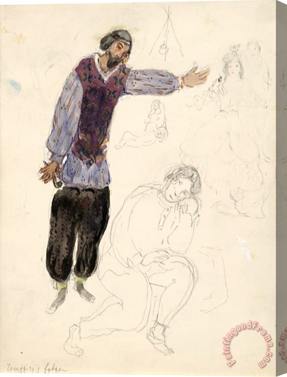Marc Chagall Zemphira's Father, Costume Design for Aleko (scene I). (1942) Stretched Canvas Painting / Canvas Art