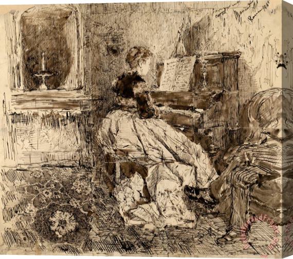 Mariano Jose Maria Bernardo Fortuny Y Carbo Cecilia De Madrazo Playing The Piano Stretched Canvas Print / Canvas Art