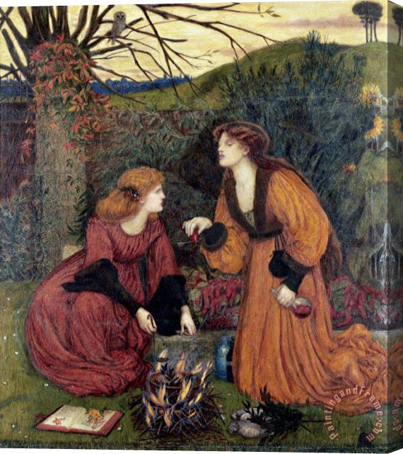 Marie Spartali Stillman Pharmakeutria (brewing The Love Philtre) Stretched Canvas Painting / Canvas Art