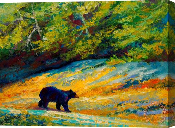 Marion Rose Beach Lunch - Black Bear Stretched Canvas Painting / Canvas Art
