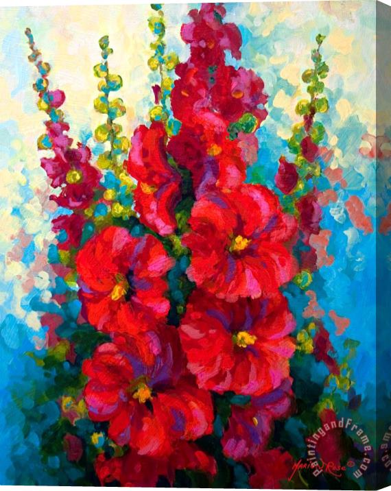 Marion Rose Hollyhocks Stretched Canvas Painting / Canvas Art