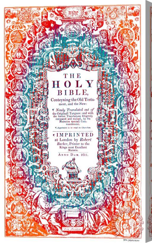 Mark Lawrence Modern Art Cover Of 1611 King James Bible Stretched Canvas Print / Canvas Art