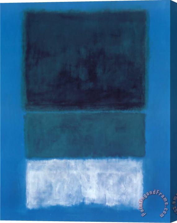 Mark Rothko No 14 White And Greens in Blue Stretched Canvas Painting / Canvas Art