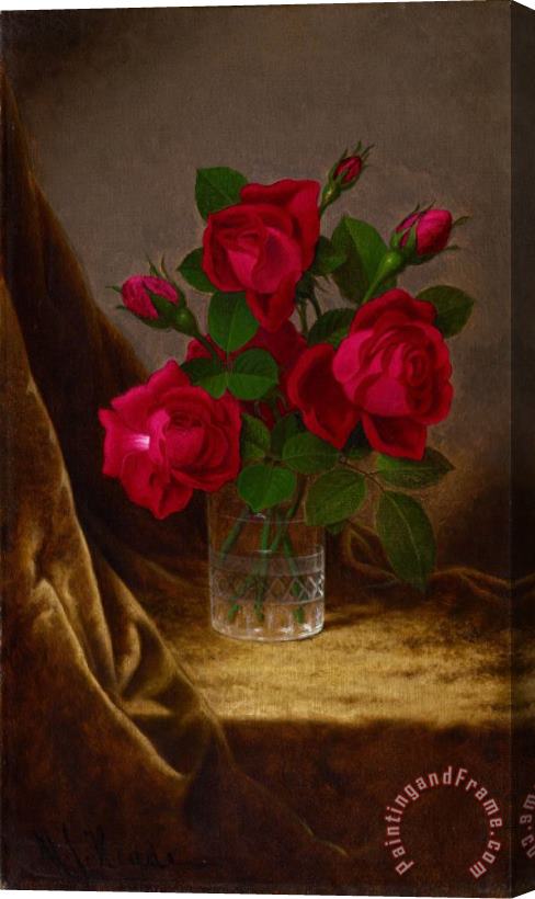Martin Johnson Heade Jacqueminot Roses Stretched Canvas Painting / Canvas Art