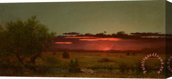 Martin Johnson Heade Jersey Meadows at Sunset Stretched Canvas Painting / Canvas Art