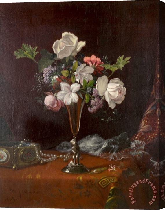 Martin Johnson Heade Mixed Flowers with a Box And Pearls Stretched Canvas Print / Canvas Art