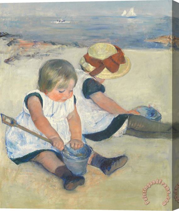 Mary Stevenson Cassatt Children Playing On The Beach Stretched Canvas Print / Canvas Art