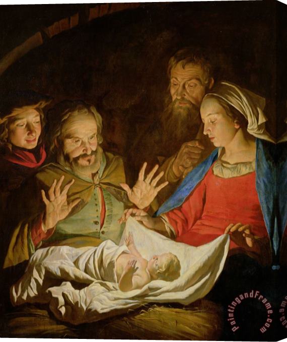 Matthias Stomer The Adoration of the Shepherds Stretched Canvas Painting / Canvas Art