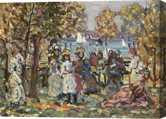 Maurice Brazil Prendergast Waterside Park Scene Stretched Canvas Painting / Canvas Art