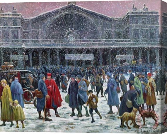 Maximilien Luce Gare De Lest Under Snow Stretched Canvas Print / Canvas Art