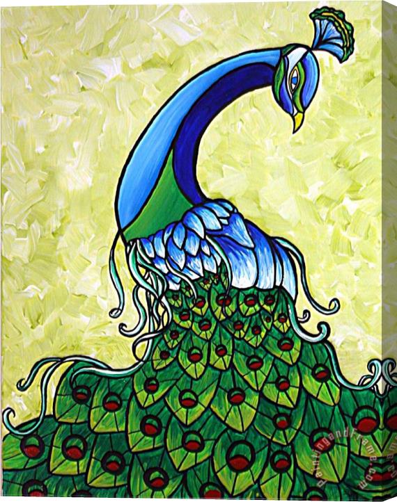 Megan Aroon Duncanson Preening Peacock Stretched Canvas Painting / Canvas Art