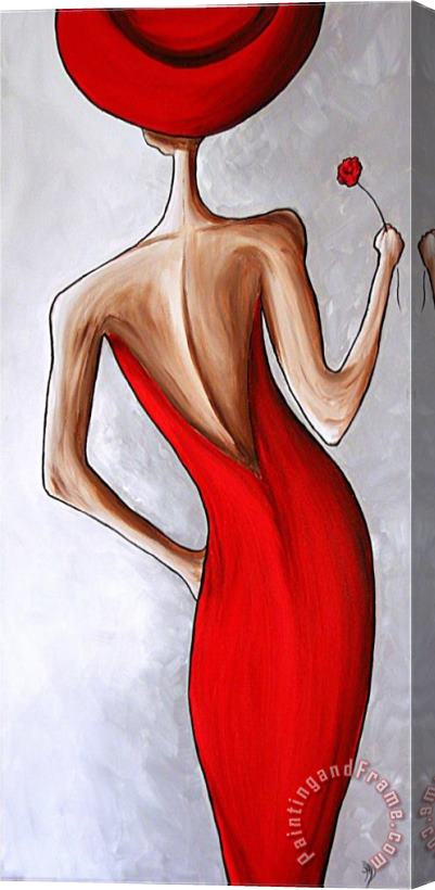 Megan Aroon Duncanson Red Dress Stretched Canvas Painting / Canvas Art