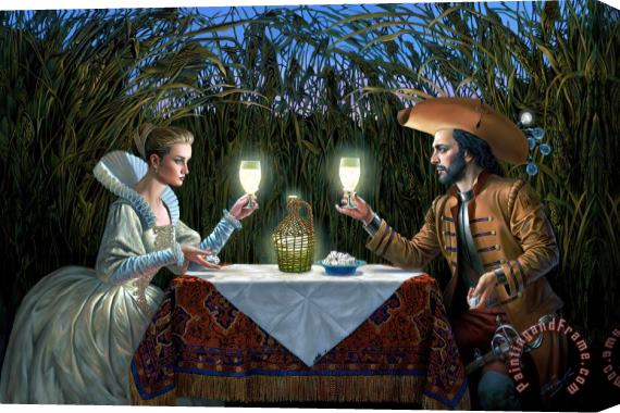Michael Cheval Delighted by Light Lady in a White Dress Stretched Canvas Print / Canvas Art