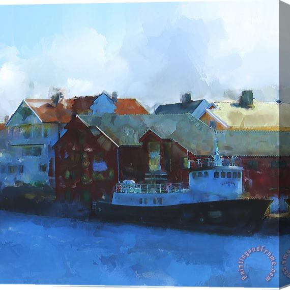 Michael Greenaway Haugesund Harbour Smeasund Stretched Canvas Print / Canvas Art