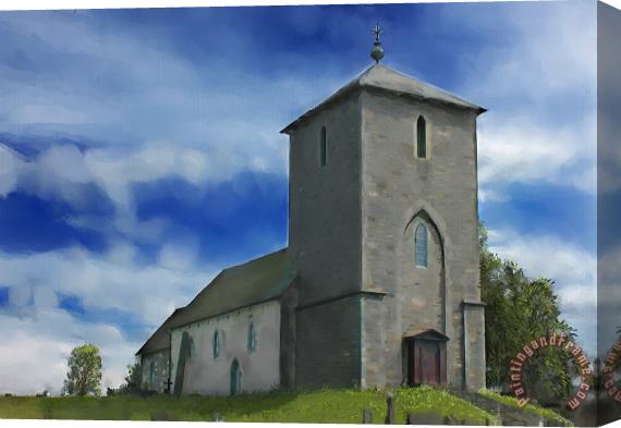 Michael Greenaway Viking Church St Olavs Stretched Canvas Painting / Canvas Art
