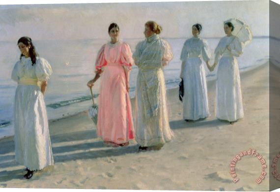 Michael Peter Ancher Promenade on the Beach Stretched Canvas Painting / Canvas Art