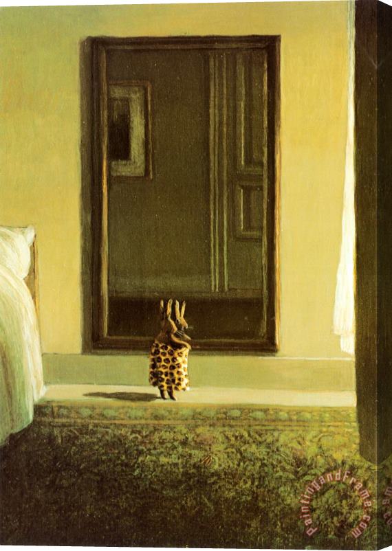 Michael Sowa Bunny Dressing Stretched Canvas Painting / Canvas Art