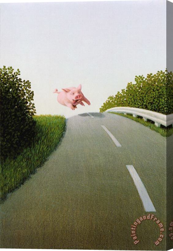 Michael Sowa Highway Pig Stretched Canvas Print / Canvas Art