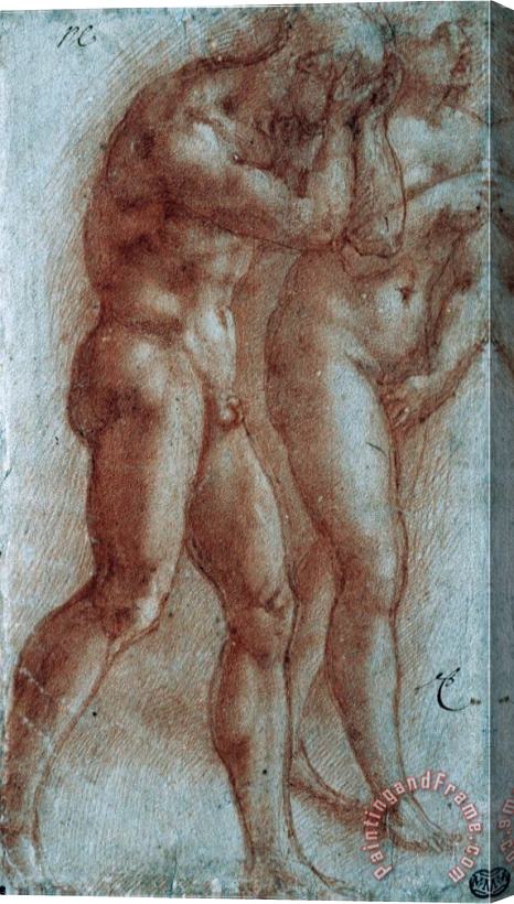 Michelangelo Buonarroti Adam And Eve Chased From Paradise Copy After Masaccio Red Chalk Stretched Canvas Painting / Canvas Art