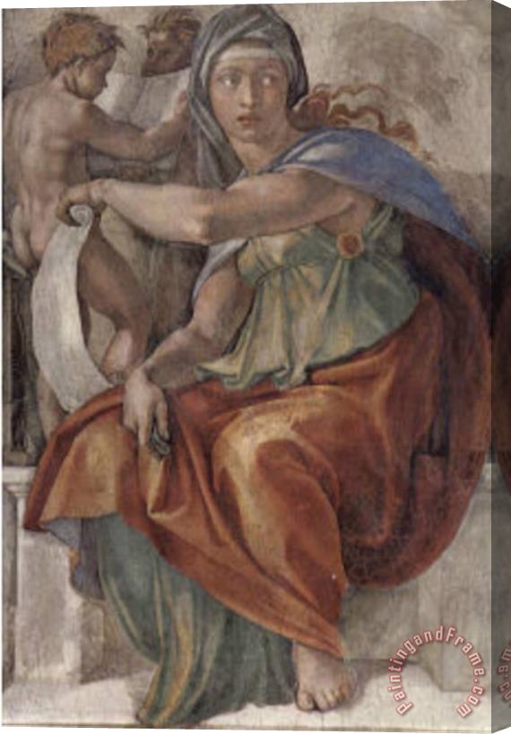 Michelangelo Buonarroti Ceiling Fresco of Creation in The Sistine Chapel Scene in Bezel The Delp Stretched Canvas Print / Canvas Art