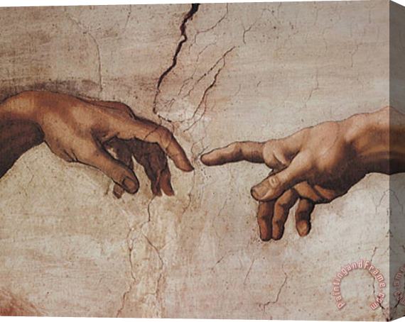 Michelangelo Buonarroti Creation of Adam Detail Hands Stretched Canvas Painting / Canvas Art