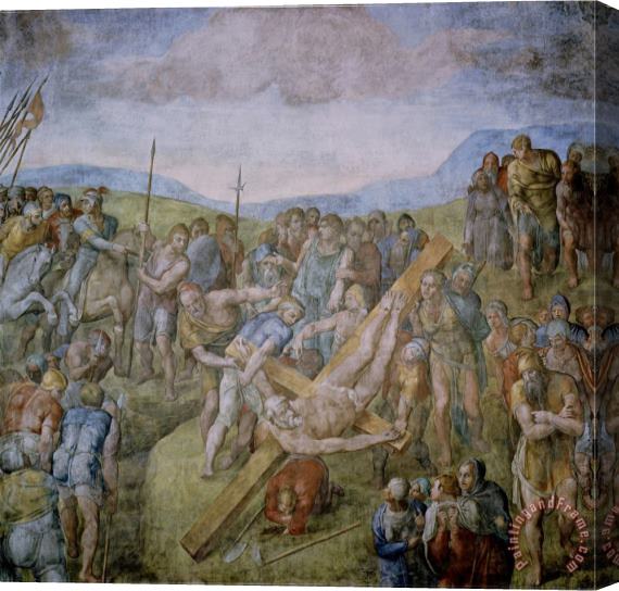 Michelangelo Buonarroti Crucifixion of St Peter 1546 50 Fresco Stretched Canvas Print / Canvas Art