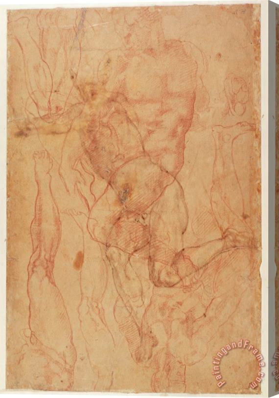 Michelangelo Buonarroti Figure Study Red Chalk on Paper Stretched Canvas Print / Canvas Art