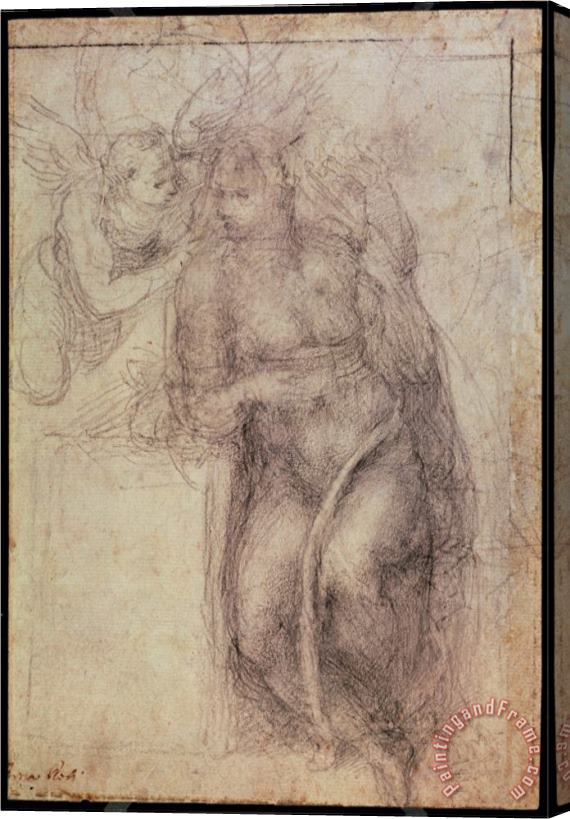 Michelangelo Buonarroti Inv 1895 9 15 516 Recto Stretched Canvas Print / Canvas Art