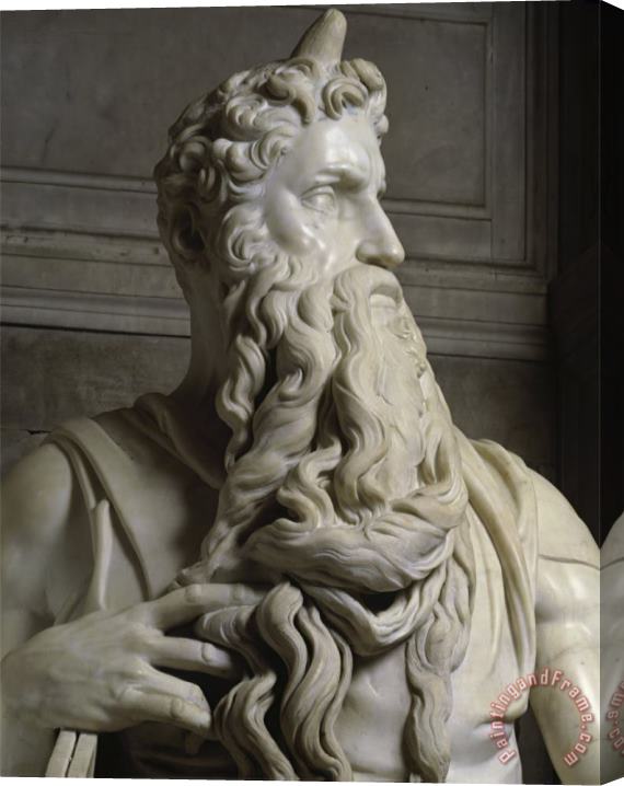 Michelangelo Buonarroti Moses Detail of Face Stretched Canvas Print / Canvas Art
