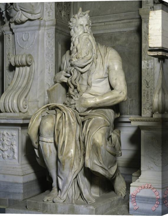 Michelangelo Buonarroti Moses Full View Right Side Stretched Canvas Painting / Canvas Art