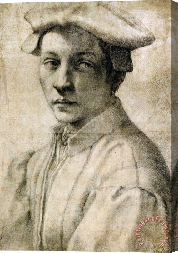Michelangelo Buonarroti Portrait of Andrea Quaratesi Around 1532 Black Chalk on Paper Stretched Canvas Painting / Canvas Art