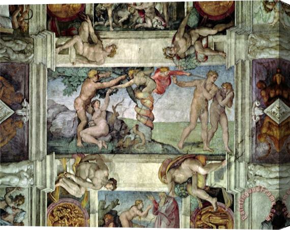 Michelangelo Buonarroti Sistine Chapel Ceiling 1508 12 Expulsion of Adam And Eve From The Garden of Eden Stretched Canvas Painting / Canvas Art