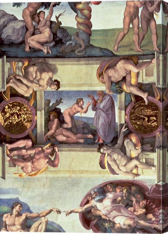 Michelangelo Buonarroti Sistine Chapel Ceiling 1508 12 The Creation of Eve 1510 Post Restoration Stretched Canvas Painting / Canvas Art