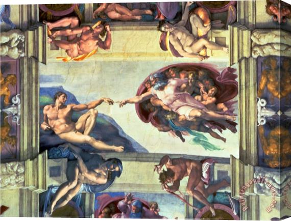 Michelangelo Buonarroti Sistine Chapel Ceiling Creation of Adam 1510 Stretched Canvas Painting / Canvas Art