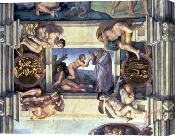 Michelangelo Buonarroti Sistine Chapel Ceiling Creation of Eve with Four Ignudi 1510 Stretched Canvas Painting / Canvas Art