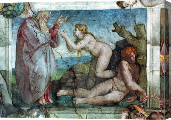 Michelangelo Buonarroti Sistine Chapel Ceiling Creation of Eve with Four Ignudi 1511 Stretched Canvas Painting / Canvas Art