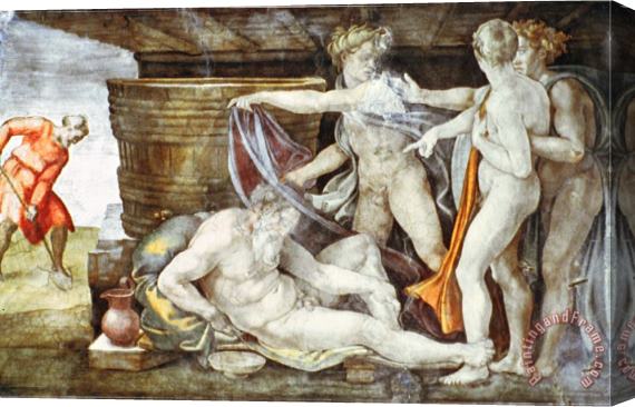 Michelangelo Buonarroti Sistine Chapel Ceiling Drunkenness of Noah Stretched Canvas Print / Canvas Art