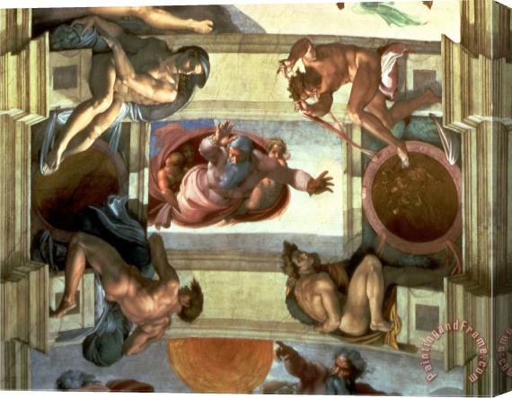 Michelangelo Buonarroti Sistine Chapel Ceiling God Separating The Land From The Sea with Four Ignudi 1510 Stretched Canvas Painting / Canvas Art