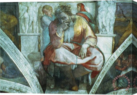 Michelangelo Buonarroti Sistine Chapel Ceiling The Prophet Jeremiah Pre Resoration Stretched Canvas Print / Canvas Art