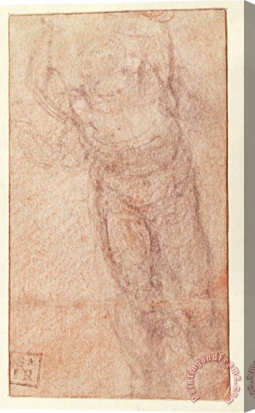 Michelangelo Buonarroti Study for The Resurrection C 1532 34 Red And Black Chalk on Paper Recto Stretched Canvas Painting / Canvas Art