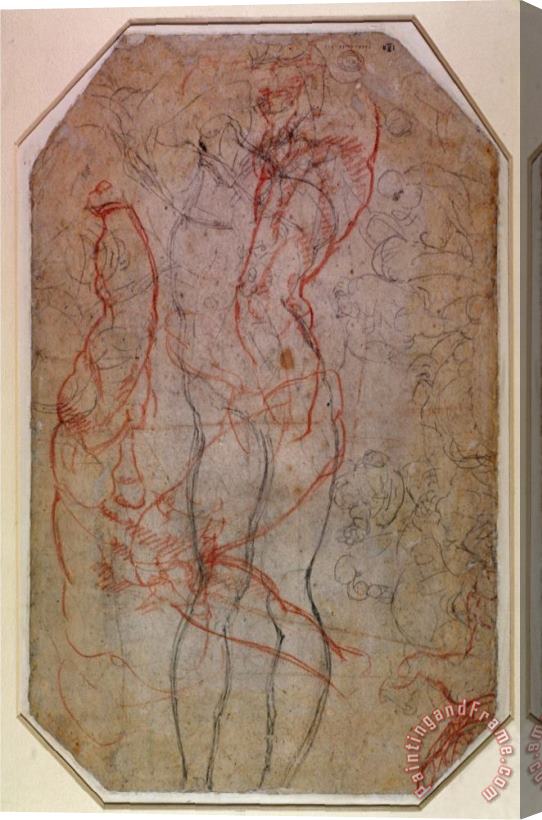 Michelangelo Buonarroti Study of Figures And The Creation of Adam Stretched Canvas Painting / Canvas Art