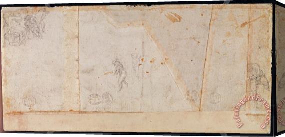 Michelangelo Buonarroti Study of Figures Black Chalk on Paper Verso Stretched Canvas Print / Canvas Art
