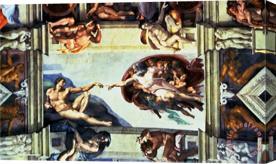 Michelangelo Buonarroti The Creation of Adam C 1510 Stretched Canvas Painting / Canvas Art