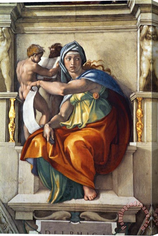 Michelangelo Buonarroti The Sistine Chapel Ceiling Frescos After Restoration The Delphic Sibyl Stretched Canvas Painting / Canvas Art