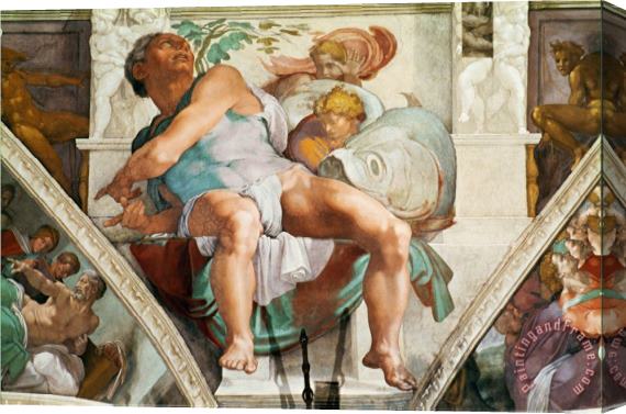 Michelangelo Buonarroti The Sistine Chapel Ceiling Frescos After Restoration The Prophet Jonah Stretched Canvas Print / Canvas Art